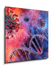 Obraz 1D - 50 x 50 cm F_F322420544 - Coronavirus disease COVID-19 infection 3D medical illustration. Floating China pathogen respiratory influenza covid virus cells. Dangerous asian ncov corona virus, dna, pandemic risk background design