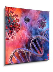 Obraz 1D - 50 x 50 cm F_F322420544 - Coronavirus disease COVID-19 infection 3D medical illustration. Floating China pathogen respiratory influenza covid virus cells. Dangerous asian ncov corona virus, dna, pandemic risk background design - Koronavirov nemoc COVID