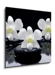 Obraz 1D - 50 x 50 cm F_F32251402 - Spa Still life with beautiful white orchid on therapy stones