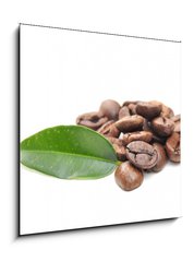 Obraz 1D - 50 x 50 cm F_F32616843 - coffee grains and leaf