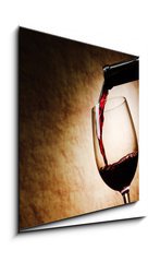 Obraz 1D - 50 x 50 cm F_F33098888 - Red Wine glass and Bottle - Červené sklo a láhev vína
