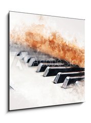 Obraz 1D - 50 x 50 cm F_F331012703 - Abstract colorful piano keyboard on watercolor illustration painting background.