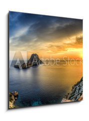 Sklenn obraz 1D - 50 x 50 cm F_F33509446 - Isla de es vedra en cala D hort - Ibiza - Isla de en vedra en cala D hort