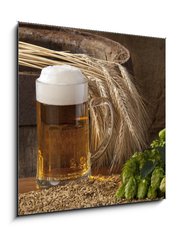 Obraz   beer with barley and hops, 50 x 50 cm
