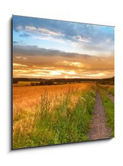 Sklenn obraz 1D - 50 x 50 cm F_F33827076 - A sunset photo of road and countryside