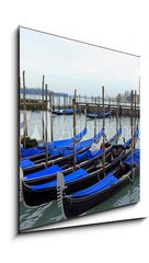 Sklenn obraz 1D - 50 x 50 cm F_F34081600 - Italy, Venice gondola parking at sunset - Itlie, bentsk gondolov parkovit pi zpadu slunce