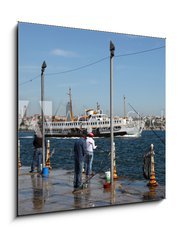 Sklenn obraz 1D - 50 x 50 cm F_F34157096 - Fishermen in Istanbul, Turkey - Rybi v Istanbulu, Turecko