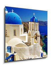 Sklenn obraz 1D - 50 x 50 cm F_F34845316 - beautiful Santorini view of caldera with churches