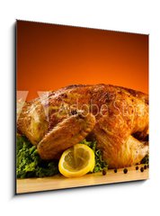 Obraz 1D - 50 x 50 cm F_F35393181 - Rosted chicken and vegetables - Kue a zelenina rozkroj