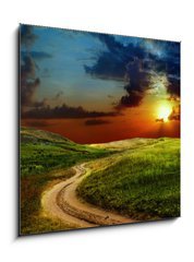 Sklenn obraz 1D - 50 x 50 cm F_F35514267 - Road in field - Silnice v ternu