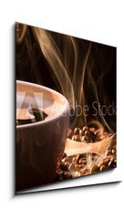 Sklenn obraz 1D - 50 x 50 cm F_F36532069 - Coffee, smoke and roasred seeds