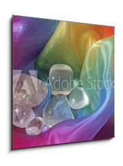 Obraz   Clear quartz crystals on chiffron background, 50 x 50 cm