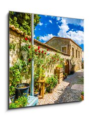 Sklenn obraz 1D - 50 x 50 cm F_F374820603 - Alacati street view in Alacati Town. Alacati is populer historical tourist destination in Turkey.