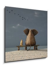 Obraz 1D - 50 x 50 cm F_F37592738 - elephant and dog sit on a beach