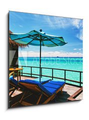 Obraz 1D - 50 x 50 cm F_F37823817 - Overwater villa balcony overlooking tropical lagoon