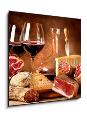 Obraz 1D - 50 x 50 cm F_F38393284 - Insaccati con formaggio e vino rosso