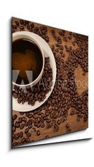 Obraz 1D - 50 x 50 cm F_F39798872 - Heart shape from coffee beans on wood