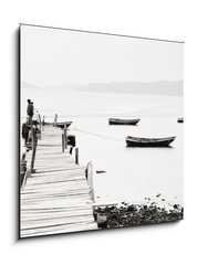 Obraz   Lonely pier along the coast, low saturation image., 50 x 50 cm