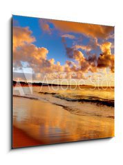 Obraz 1D - 50 x 50 cm F_F40275471 - beautiful sunset on the  beach - krsn zpad slunce na pli