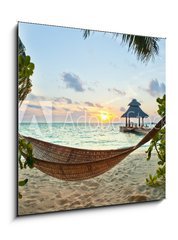 Obraz 1D - 50 x 50 cm F_F40728385 - Hammock and sunset - Hammock a západ slunce