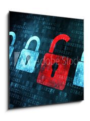 Obraz 1D - 50 x 50 cm F_F41908523 - Security concept: Lock on digital screen - Koncepce zabezpečení: Uzamkněte digitální obrazovku
