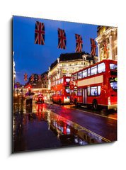 Obraz 1D - 50 x 50 cm F_F42491126 - Red Bus on the Rainy Street of London in the Night, United Kingd