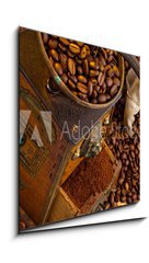 Obraz   Kaffee. Kaffeebohnen und Kaffeem hle, 50 x 50 cm