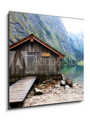 Obraz 1D - 50 x 50 cm F_F42625977 - log cabin in Obersee,koenigssee, Berchtesgaden