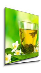 Sklenn obraz 1D - 50 x 50 cm F_F42891888 - cup of green tea with jasmine flowers