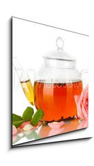 Obraz 1D - 50 x 50 cm F_F43208895 - teapot of tea with rose isolated on white