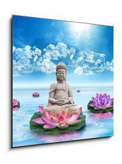 Sklenn obraz 1D - 50 x 50 cm F_F43222781 - Statue Bouddha - Socha Boudha