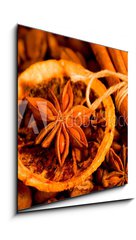 Sklenn obraz 1D - 50 x 50 cm F_F43473159 - Coffee beans and cinnamon