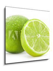 Obraz 1D - 50 x 50 cm F_F43961140 - Fresh lime and slice, Isolated on white background - erstv vpno a pltek, izolovanch na blm pozad