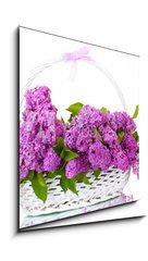 Obraz 1D - 50 x 50 cm F_F43978997 - beautiful lilac flowers in basket isolated on white