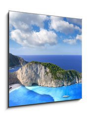 Sklenn obraz 1D - 50 x 50 cm F_F44081421 - Navagio Beach with shipwreck in Zakynthos, Greece