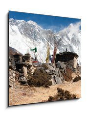 Sklenn obraz 1D - 50 x 50 cm F_F44614467 - buddhist prayer walls or prayer stupas in nepal