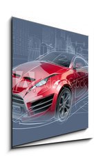 Obraz 1D - 50 x 50 cm F_F44670680 - Sports car sketch. Original car design. - Sportovní náčrt auta. Originální design auta.