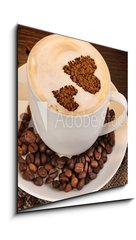 Obraz 1D - 50 x 50 cm F_F44905148 - Latte on wooden table on brown background
