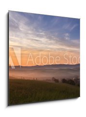 Obraz   Val d Orcia after sunrise with photographer, Tuscany, Italy, 50 x 50 cm