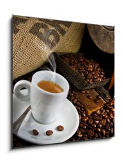 Sklenn obraz 1D - 50 x 50 cm F_F45158931 - Coffee smoking on the coffee beans background