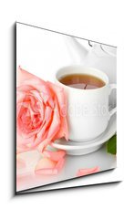 Obraz 1D - 50 x 50 cm F_F45798978 - teapot and cup of tea with rose isolated on white
