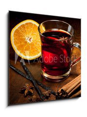 Sklenn obraz 1D - 50 x 50 cm F_F45954497 - Hot wine for Christmas with delicious orange and spic