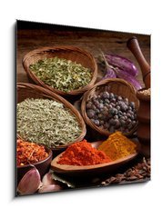 Obraz 1D - 50 x 50 cm F_F47170066 - Different spices over a wood background.