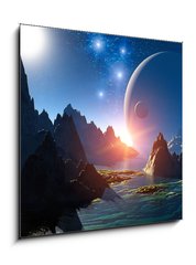 Sklenn obraz 1D - 50 x 50 cm F_F47248856 - 3D Fantasy landscape - 3D krajina Fantasy