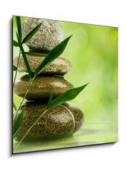Obraz 1D - 50 x 50 cm F_F47591080 - Natural zen backgrounds with bamboo leaves and pebble for your d