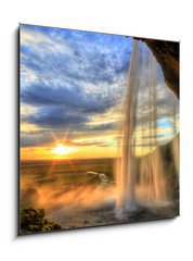 Obraz 1D - 50 x 50 cm F_F47723012 - Seljalandfoss waterfall at sunset in HDR, Iceland