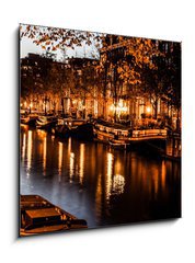 Sklenn obraz 1D - 50 x 50 cm F_F48268709 - Amsterdam at night, The Netherlands