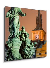 Obraz 1D - 50 x 50 cm F_F49152475 - Saint Ivo statue and Smetana clock-tower, Prague. - Socha svatho Iva a hodiny Smetany