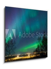 Obraz 1D - 50 x 50 cm F_F50095169 - Northern Lights over City - Severní světla nad městem
