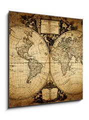 Sklenn obraz 1D - 50 x 50 cm F_F51078712 - map of world 1752 - mapa svta 1752